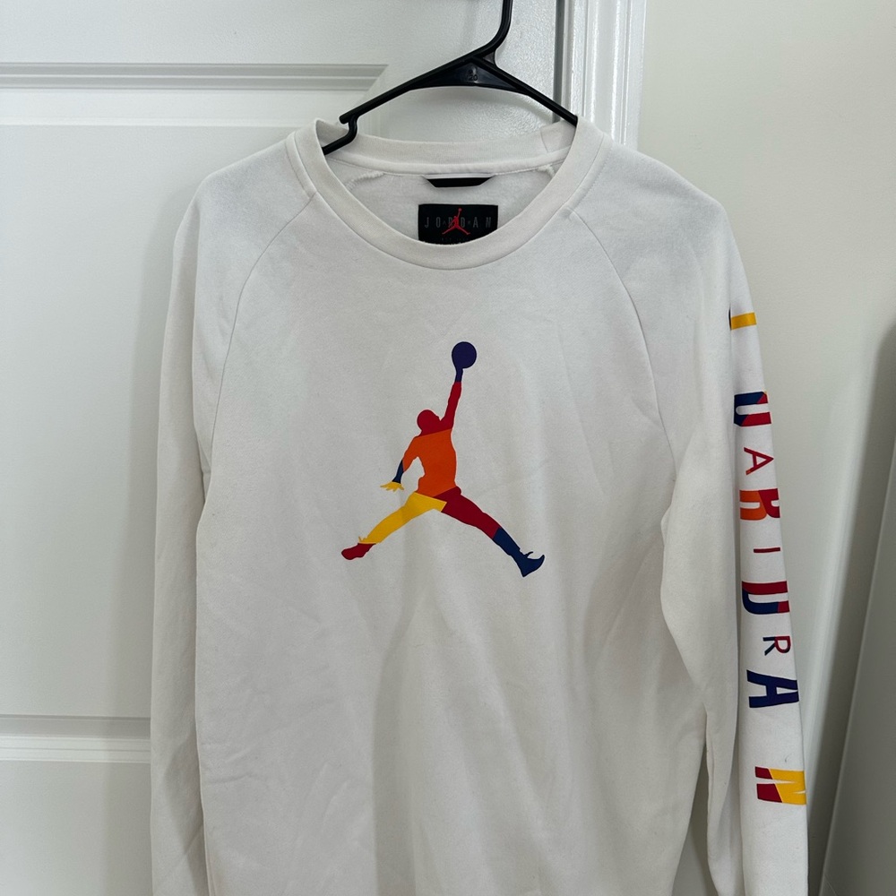 Jordan White Shirt with Red Logo